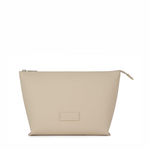 Alternative view of Small Pouch – Oatmeal Faux Leather – Silver Zip