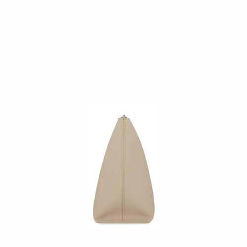Small Pouch – Oatmeal Faux Leather – Silver Zip - Image 3