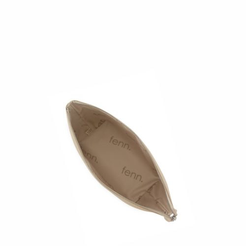 Small Pouch – Oatmeal Faux Leather – Silver Zip - Image 5