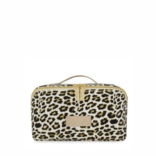 Large Cube – Leopard Print Canvas – Gold Zip