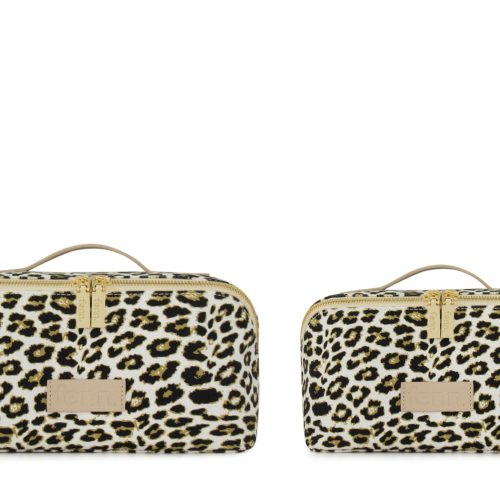 Small Cube - Leopard Print Canvas - Gold Zip