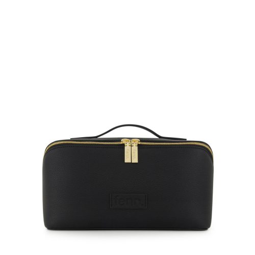 Small Cube– Black Faux Leather – Gold Zip