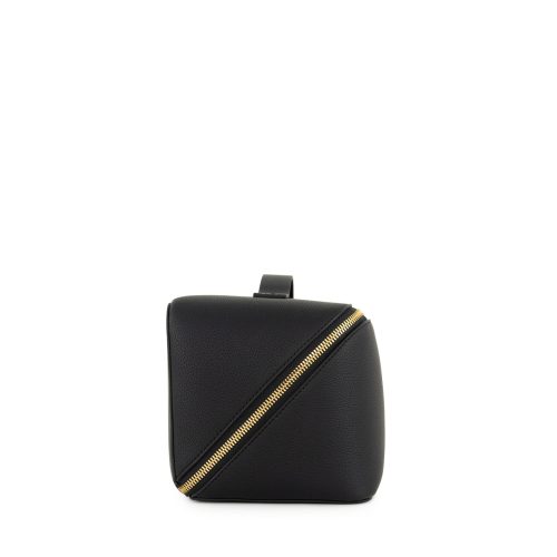 Small Cube– Black Faux Leather – Gold Zip - Image 5