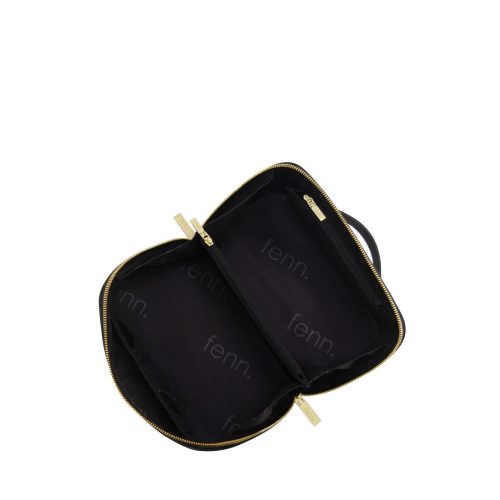 Small Cube– Black Faux Leather – Gold Zip - Image 6