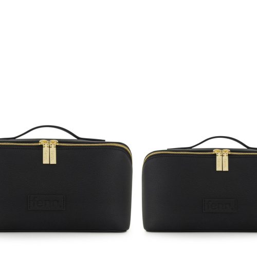 Small Cube– Black Faux Leather – Gold Zip