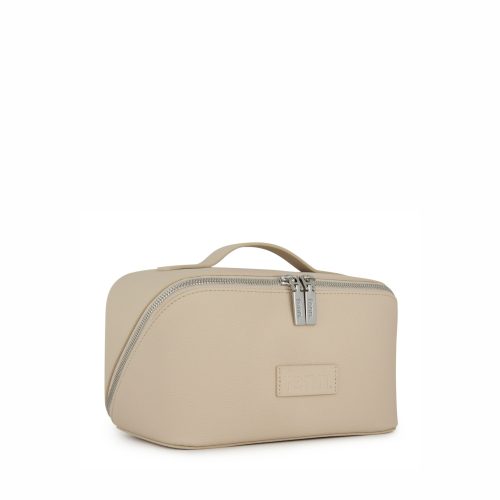 Alternative view of Small Cube– Oatmeal Faux Leather – Silver Zip