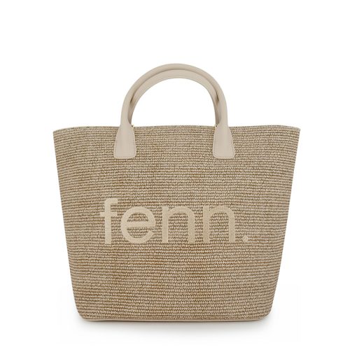 Weave Tote Bag - Warm Brown - Off White Detachable Straps