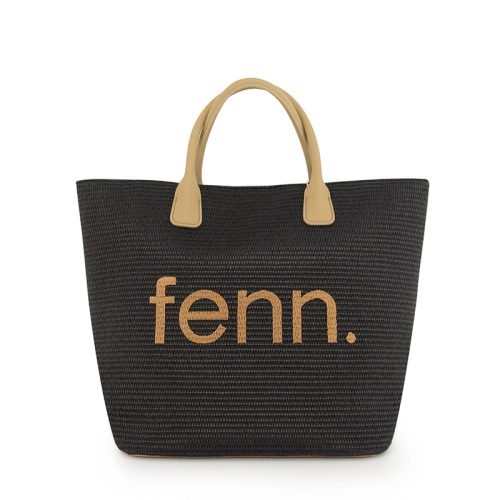 Weave Tote Bag - Black - Light Tan Detachable Straps