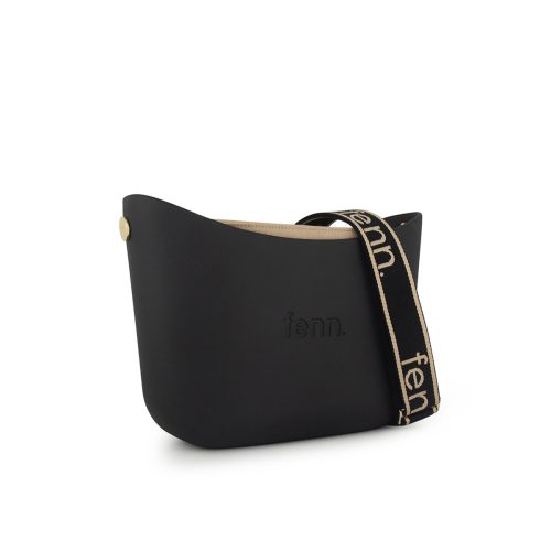 Alternative view of Messenger Bag-Black-Light Stone Inner-Gold Zip-Adjustable Canvas Strap