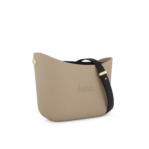 Alternative view of Messenger Bag-Stone-Black Inner-Gold Zip-	Black Flat Handles