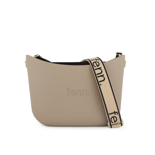 Messenger Bag-Stone-Black Inner-Gold Zip-	Black On Beige Canvas