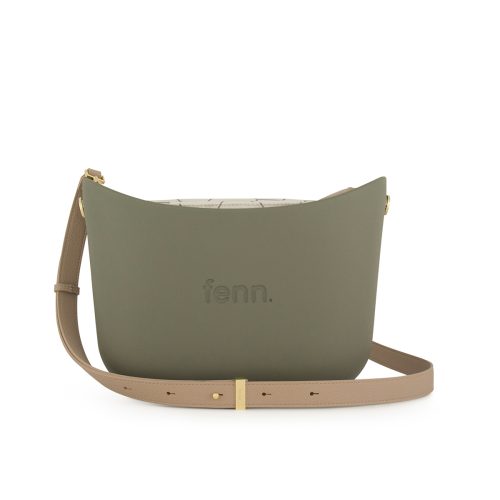 Messenger Bag-Watercress-Pattern Inner-Gold Zip-Light Stone Flat Handles