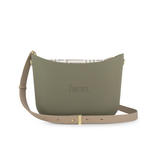 Messenger Bag-Watercress-Pattern Inner-Gold Zip-Light Stone Flat Handles