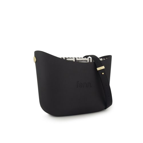 Alternative view of Messenger Bag-Black-Pattern Inner-Gold Zip-Black Flat Handles