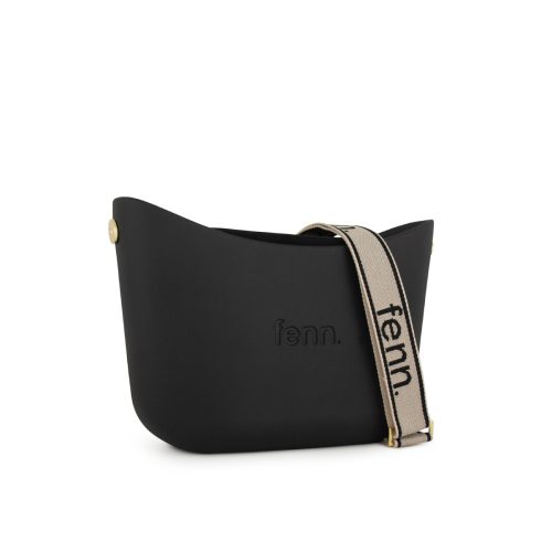Alternative view of Messenger Bag-Black-Black Inner-Gold Zip- BLACK ON BONE CANVAS STRAP