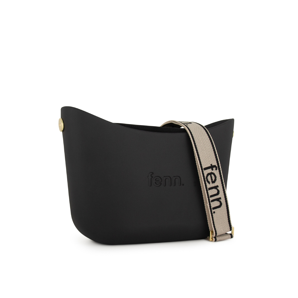 Messenger Bag-Black-Black Inner-Gold Zip- BLACK ON BONE CANVAS STRAP - Image 2