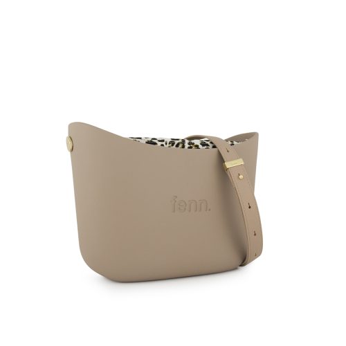 Alternative view of Messenger Bag-Stone-Pattern Inner- Gold Zip- Light Stone Flat Handle