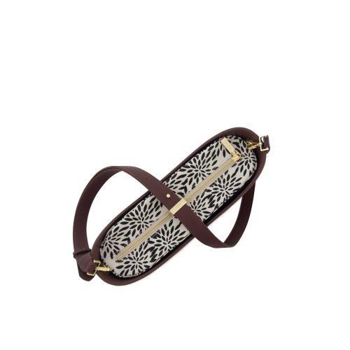 Messenger Bag-Purple-Pattern Inner-Gold Zip-Purple Flat Handle - Image 3