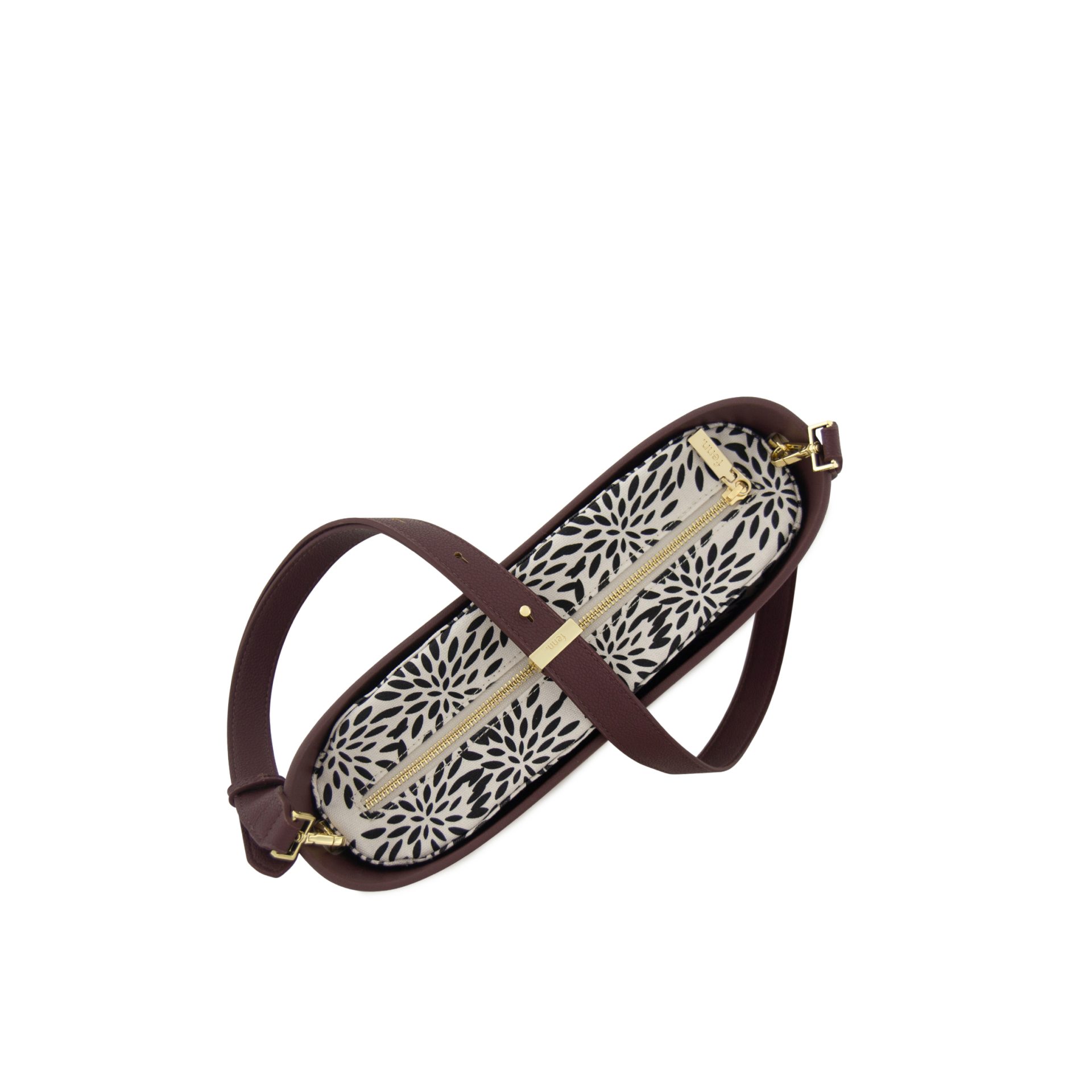 Messenger Bag-Purple-Pattern Inner-Gold Zip-Purple Flat Handle - Image 3