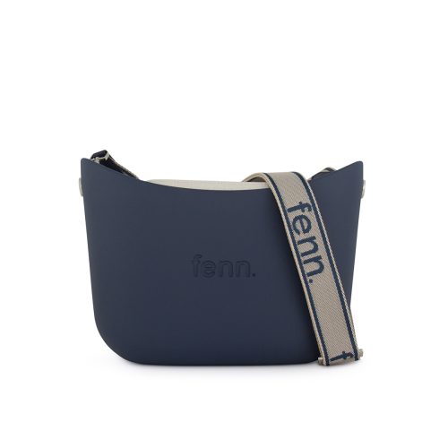 Messenger Bag-Navy-Bone Inner-Silver Zip-	Navy/Bone Canvas Strap