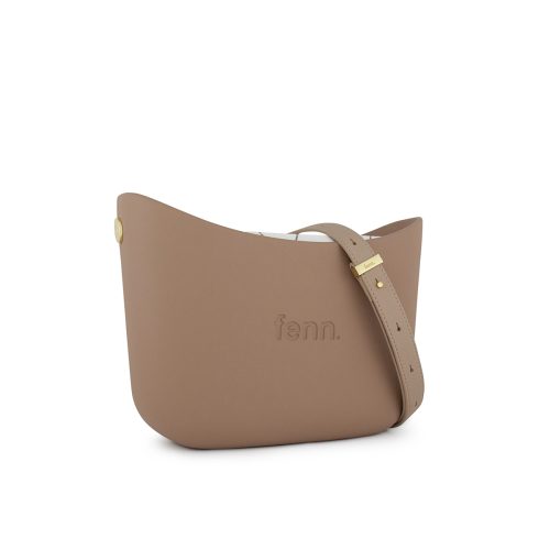 Alternative view of Messenger Bag-Cappuccino-Pattern Inner-Gold Zip-Light Stone Flat Handle