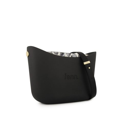 Alternative view of Messenger Bag-Black-Pattern Inner-Gold Zip-Adjustable Faux Leather Strap