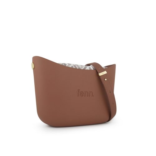 Messenger Bag-Tan-Pattern Inner-Gold Zip-Adjustable Faux Leather Strap - Image 3