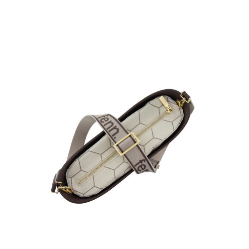 Messenger Bag-Chocolate-Pattern Inner-Gold Zip-Adjustable Canvas Strap - Image 3