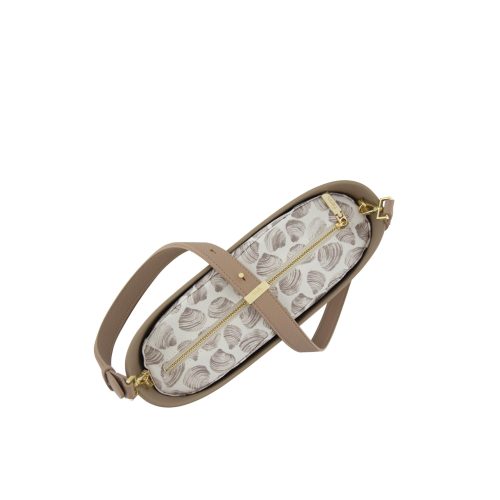 Messenger Bag-Stone-Pattern Inner-Gold Zip-Adjustable Faux Leather Strap - Image 3