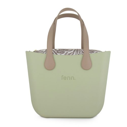 Original Collection - Pastel Green - Pattern Inner - Gold Zip - Light Stone Flat Handle