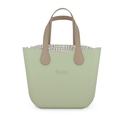 Original Collection - Pastel Green - Pattern Inner - Gold Zip - Light Stone Flat Handle