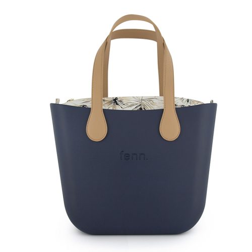 Original Collection - Navy - Pattern Inner - Gold Zip - Light Tan Flat Handle