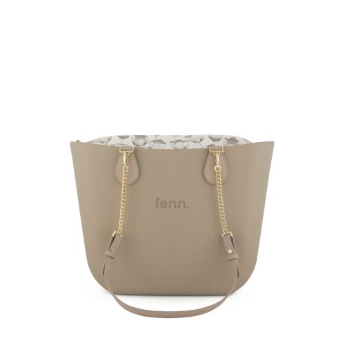 Original Collection - Stone-Pattern Inner-Gold Zip-Light Stone/Gold Chain