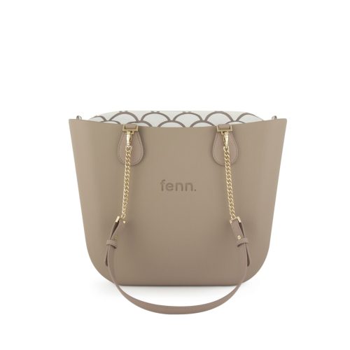 Original Collection – Stone-Pattern Inner-Gold Zip-LIGHT STONE/GOLD CHAIN