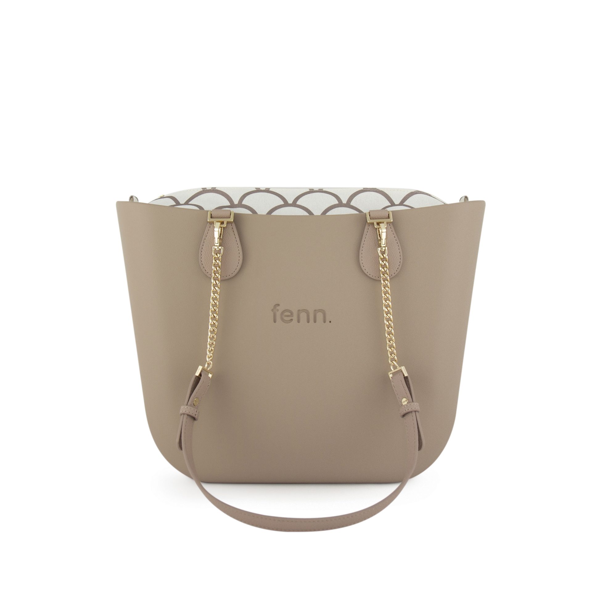 Original Collection – Stone-Pattern Inner-Gold Zip-LIGHT STONE/GOLD CHAIN