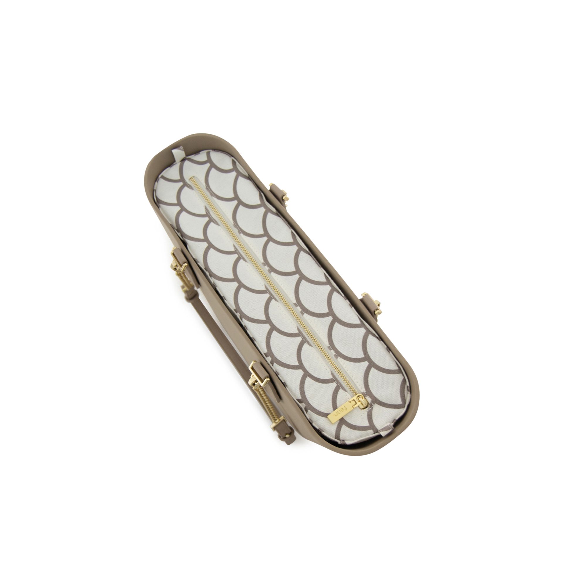 Original Collection – Stone-Pattern Inner-Gold Zip-LIGHT STONE/GOLD CHAIN - Image 4