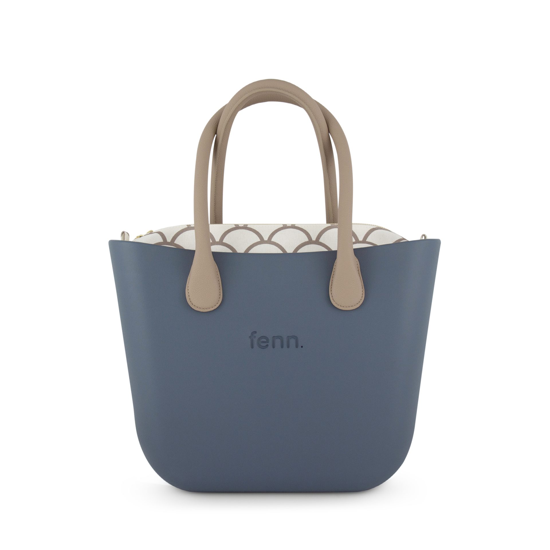 Original Collection -Demin-Pattern Inner-Gold Zip-LIGHT STONE Round Handle