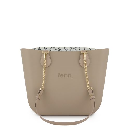 Original Collection -Stone-Pattern Inner-Gold Zip-Light Stone/Gold Chain