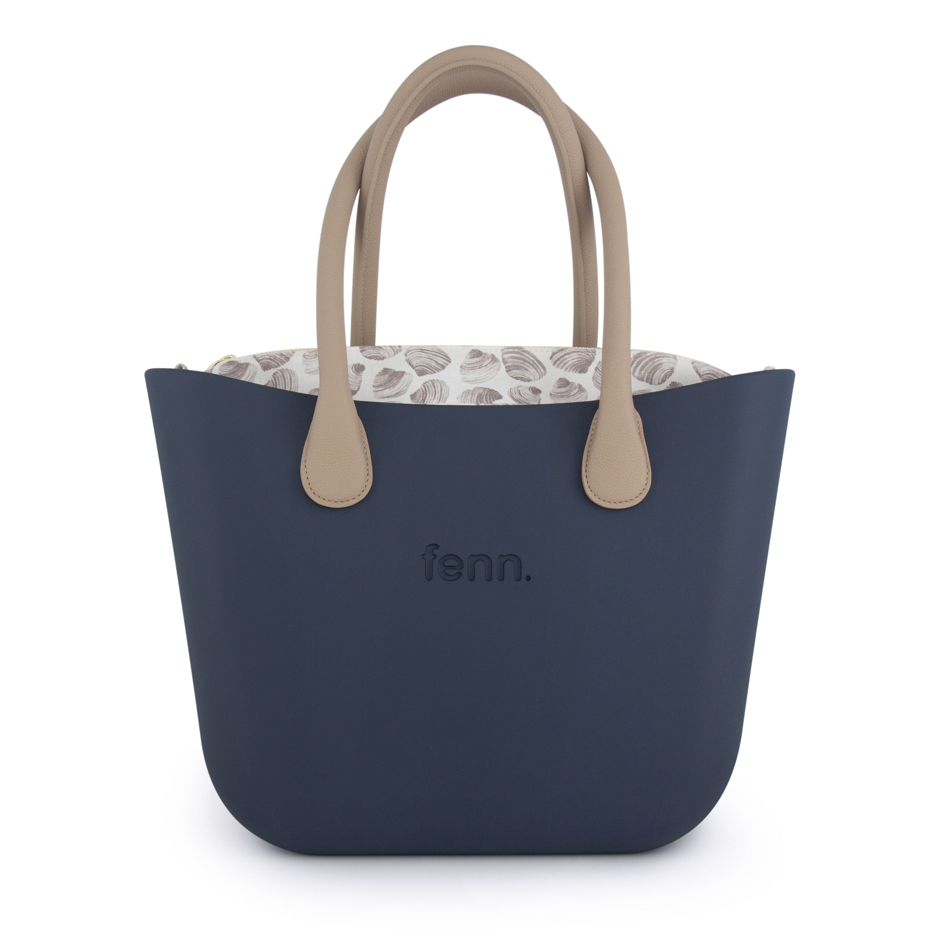 Original Collection – Navy – Pattern Inner – Gold Zip – Light Stone Round Handle