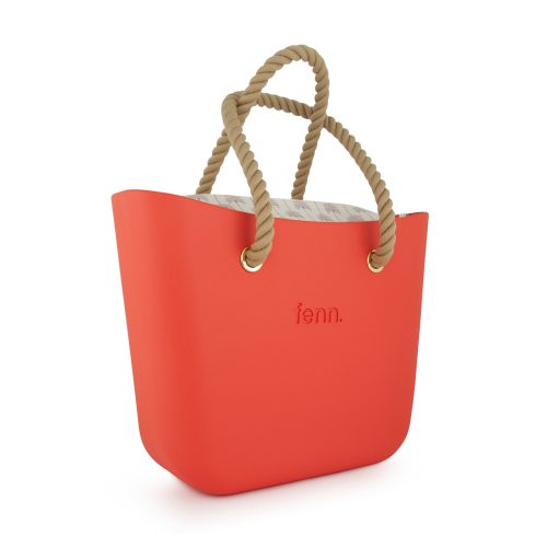 Original –Orange– Pattern Inner – Gold Zip – Beige Rope Handle - Image 3