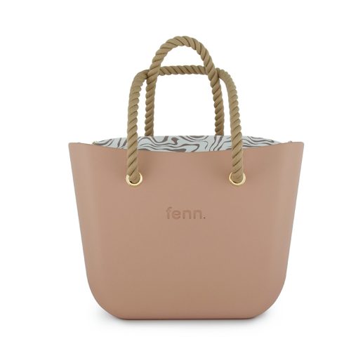 Original Collection - Mocha - Pattern Inner - Gold Zip - Beige Rope Handle