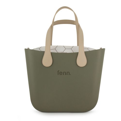 Original Collection - Watercress - Pattern Inner - Gold Zip - Oatmeal Flat Handle