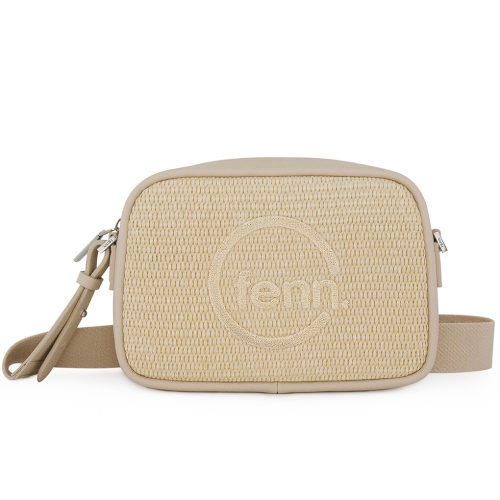 Weave Cross Body - Beige/ Off White - Gold Zip - Beige/ Off White Strap