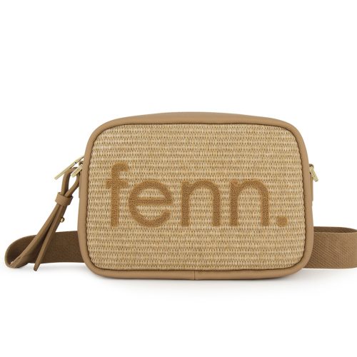 Weave Cross Body - Wood Coffee/ Light Tan - Gold Zip - Wood Coffee/ Light Tan Strap