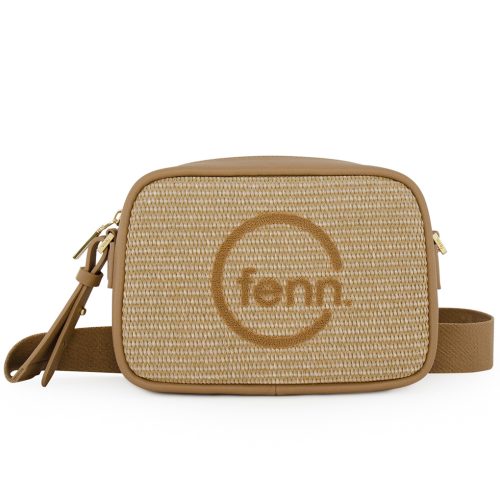 Weave Cross Body - Wood Coffee/ Light Tan - Gold Zip - Wood Coffee/ Light Tan Strap