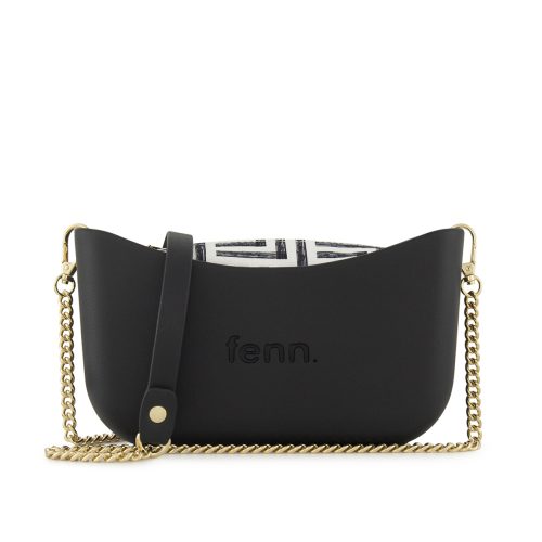 Classic Collection - Black - Pattern Inner - Gold Zip - Chain Strap