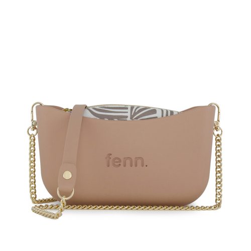 Classic Collection - Mocha - Pattern Inner - Gold Zip - Mocha/ Gold Chain Handle
