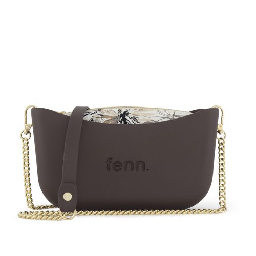 Classic Collection -Chocolate-Pattern Inner-Gold Zip-Chocolate/Gold Chain