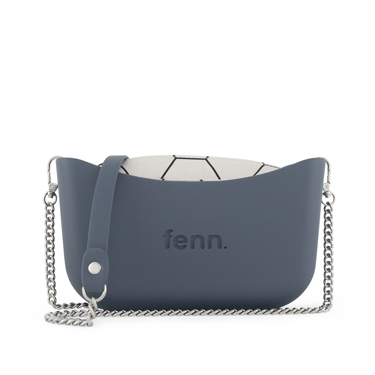 Classic Collection -Demin-Pattern Inner-Silver Zip-Denim/Silver Chain