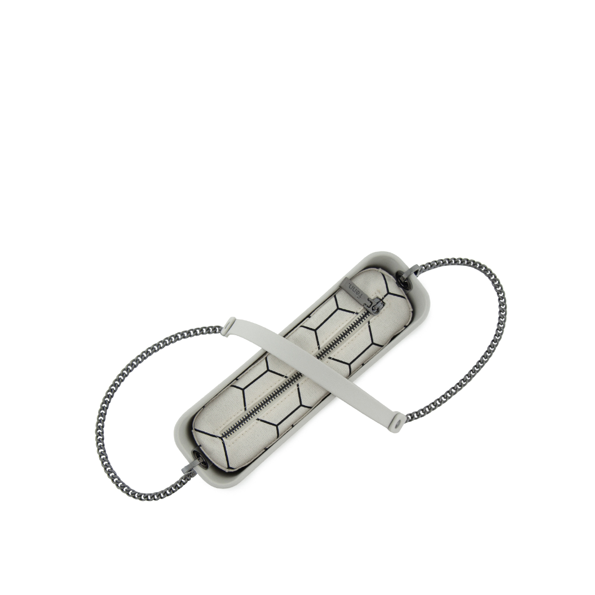 Classic Collection- Ice Grey-Pattern Inner-Gun Metal Zip-Chain Strap - Image 4